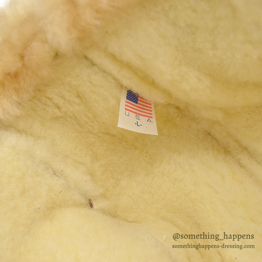 1980's~ DEADSTOCK BICK MOOSE LEATHER SHEARLING TRAPPER HAT...L