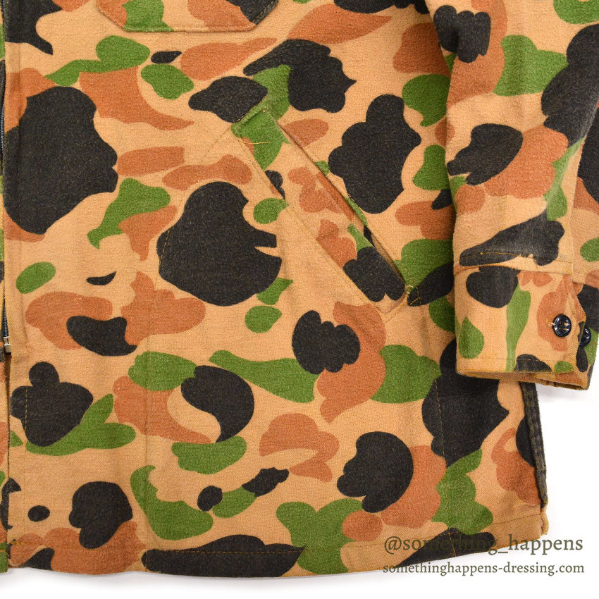 ~1980's DEERSKIN CAMO ZIP-UP CHAMOIS JACKET / UNUSUAL COLOR ... XL