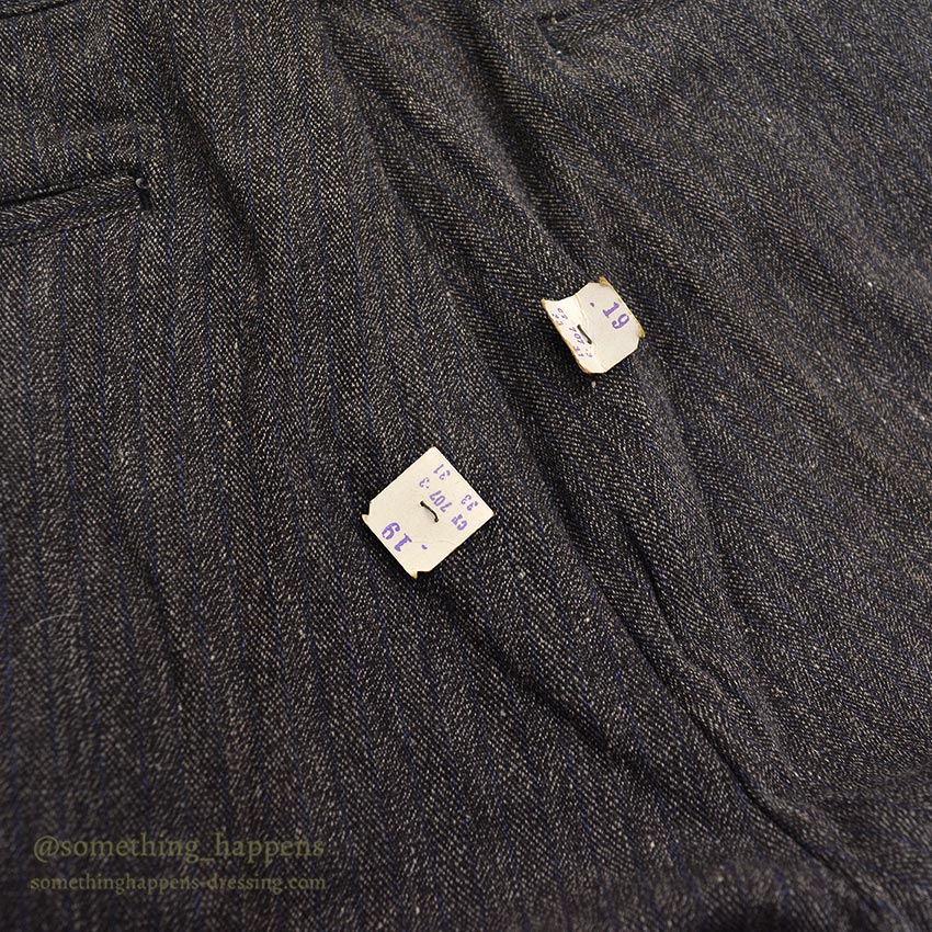 c.1940 DEADSTOCK OLD COTTON STRIPE WORK PANTS / ESSEX TROUSERS ... W33/L31