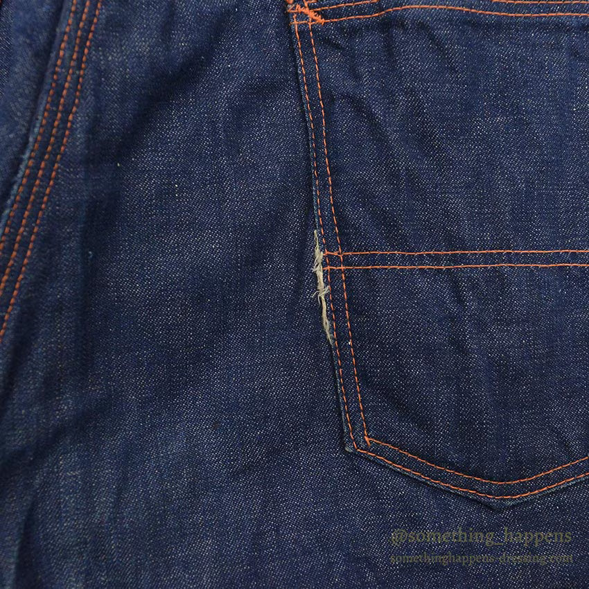 1950's UNKNOWN DOUBLE KNEE DENIM PAINTER PANTS / FLANNEL LINED ... W33/L30