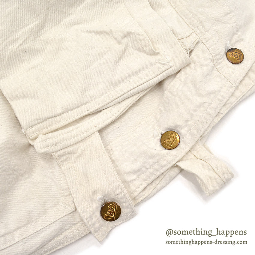 1950's Lee DOUBLE-KNEE OVERALL OFF WHITE / WITH APRON ... W42/L31