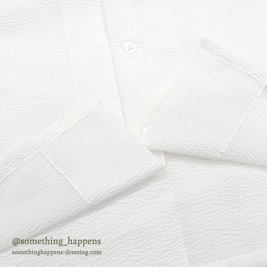 1960's DEADSTOCK TOWNCRAFT NYLON SEERSUCKER S/S SHIRT / WHITE ... L