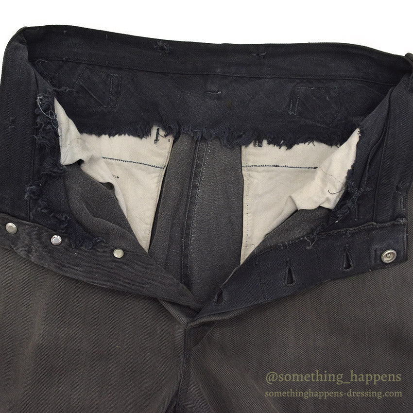 1930's BLACK FRISCO PANTS BACKLE BACK / HEAVY COTTON... W31/L29