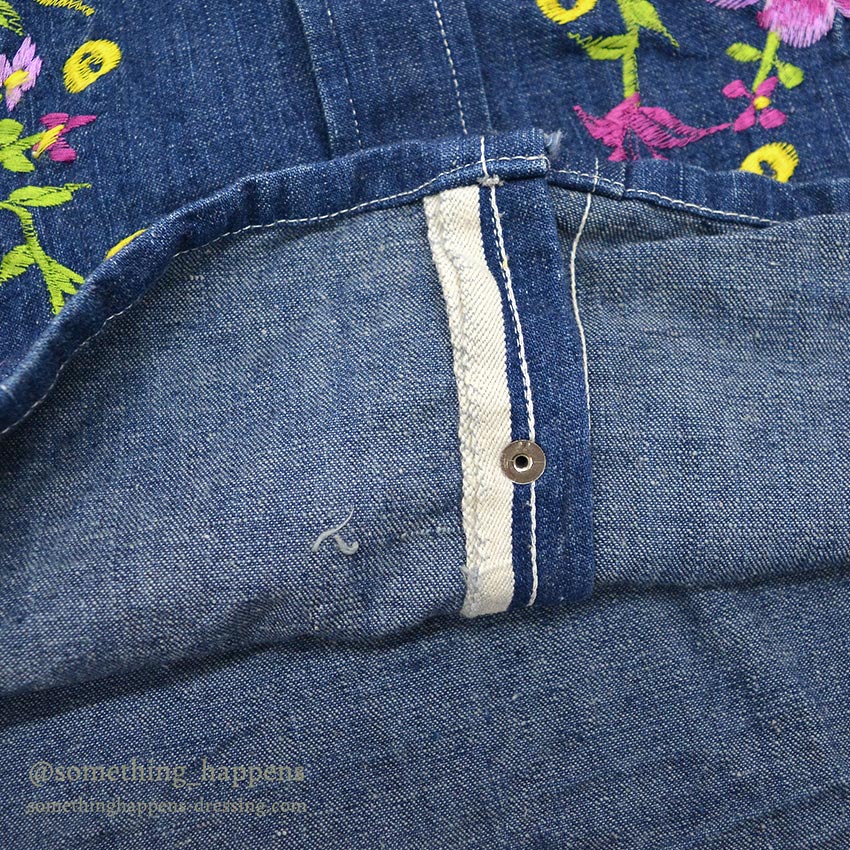 1970's LEMAY MEXICAN HIPPIE EMBROIDERED DENIM SHIRT ... M