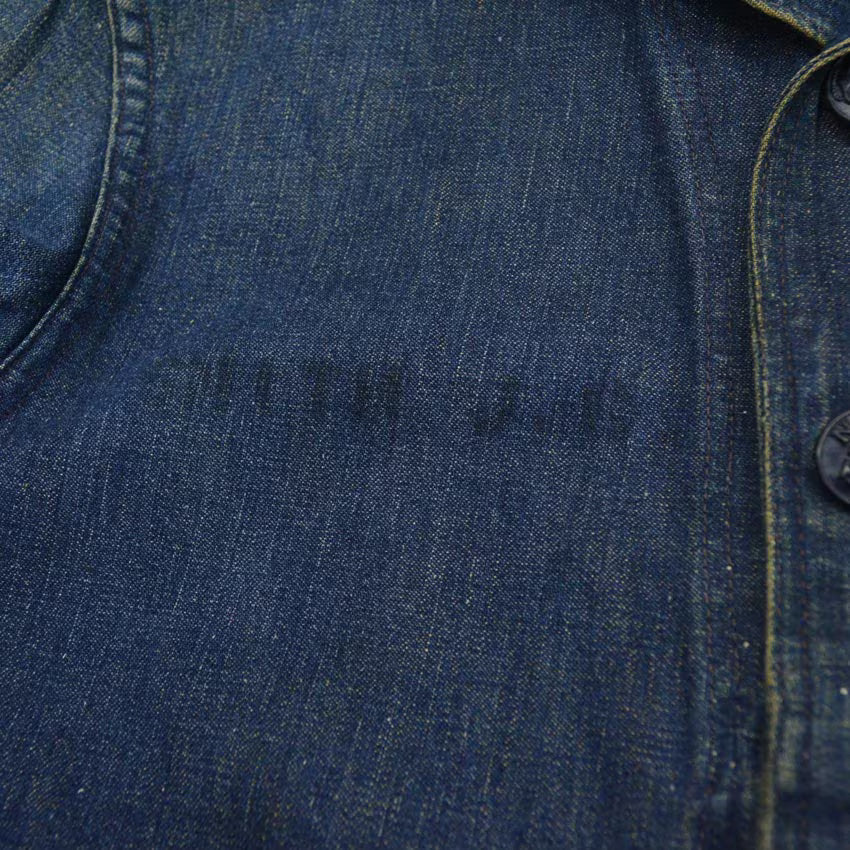 1940s US Navy Shawl Collar Denim Jacket, Dark Navy, Multiple Stencils...