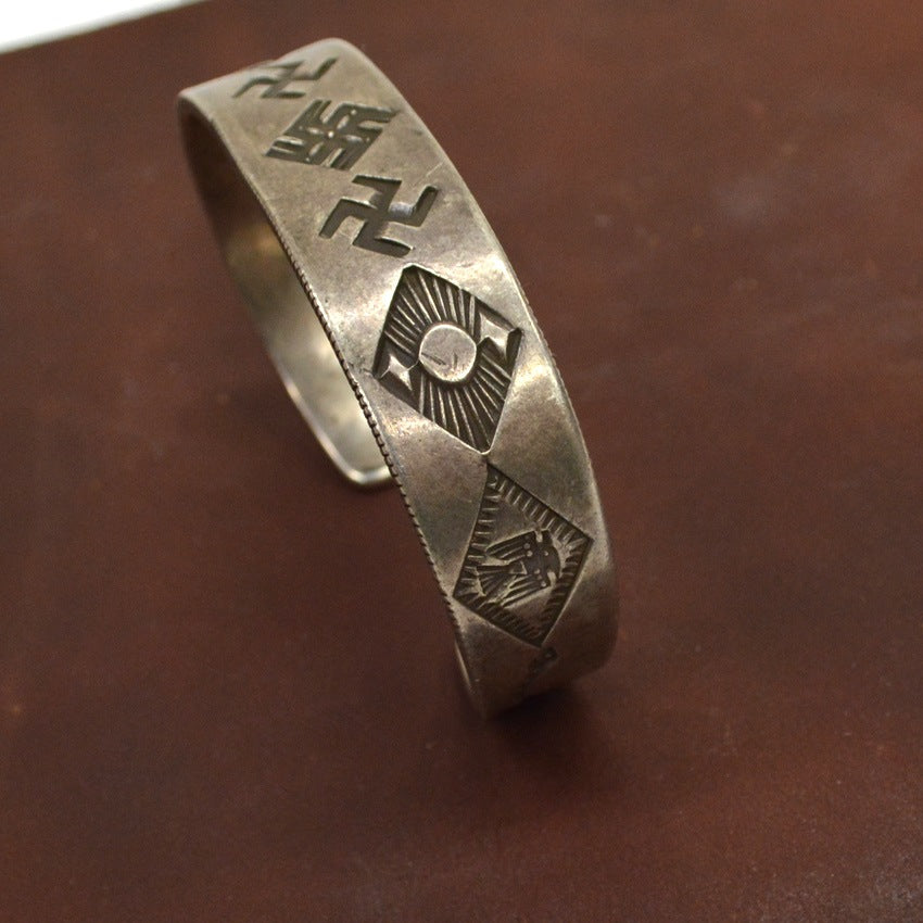 Early'' 1900's Navajo Swastika Ingot Silver Bangle...