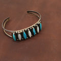 OLD ZUNI Needle Point Turquoise & shell Silver Bangle ...