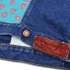 90's BRISTOL BLUES Painted Denim Vest, Cut-off... XXL