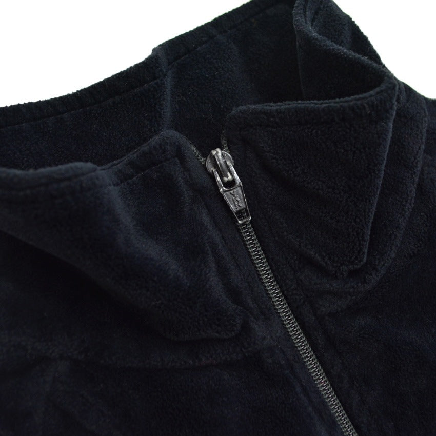 70's NIKE ALL BLACK VELOR TRACK JACKET... L