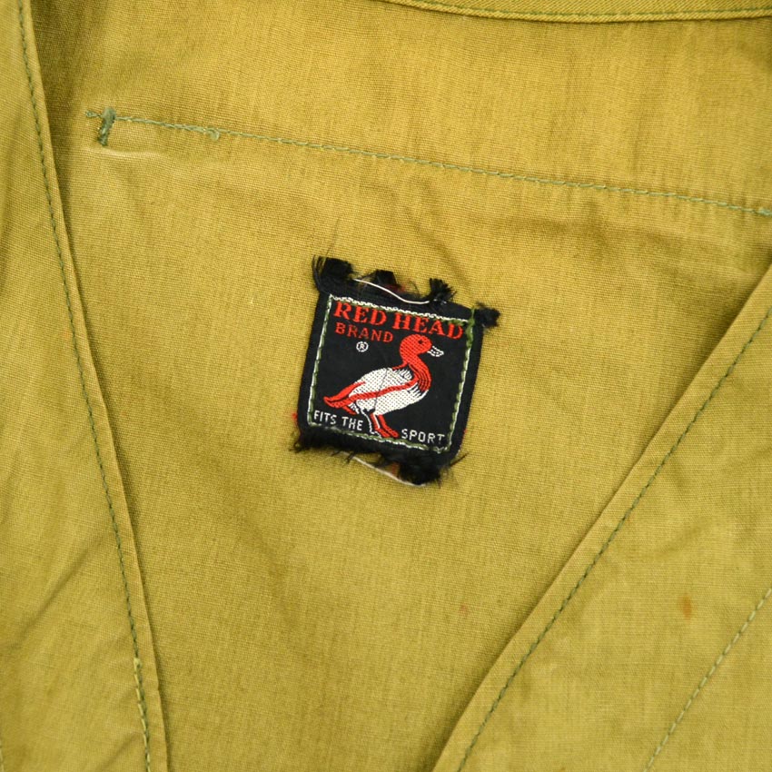 ~50's RED HEAD Hunting Zip-Up Vest Olive Green...
