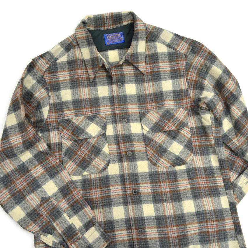 70's Deadstock PENDLETONPlaid Wool Shits  ... M