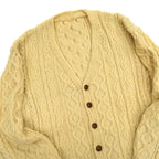 70s- Aran knit fisherman cardigan...