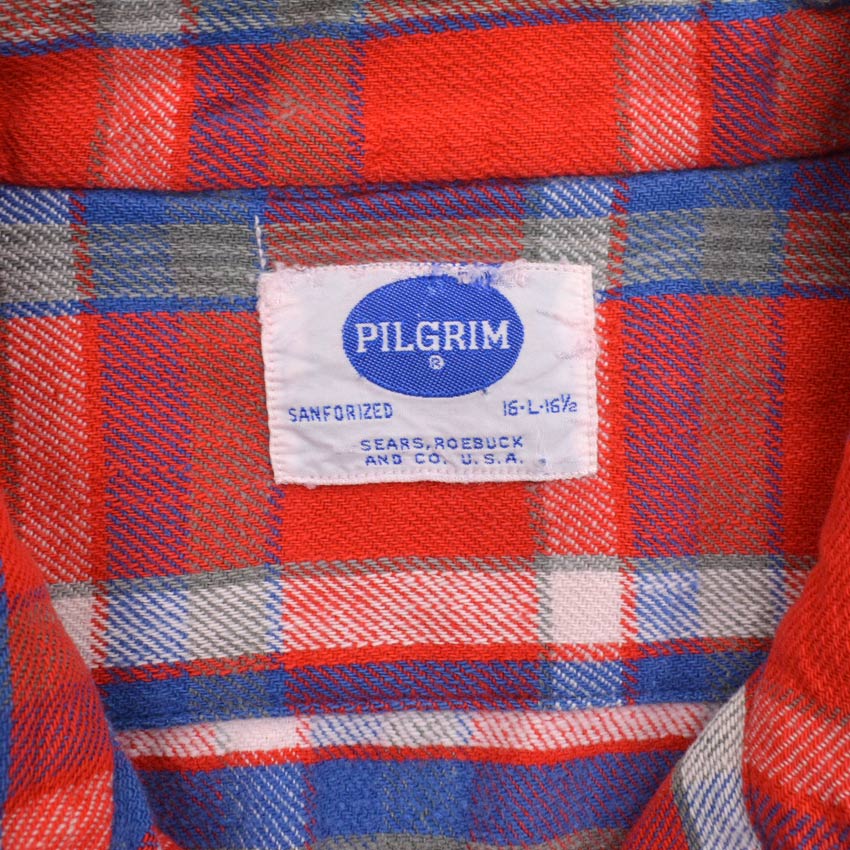 ~60's PILGRIM Flannel Shirt with Gusset... L