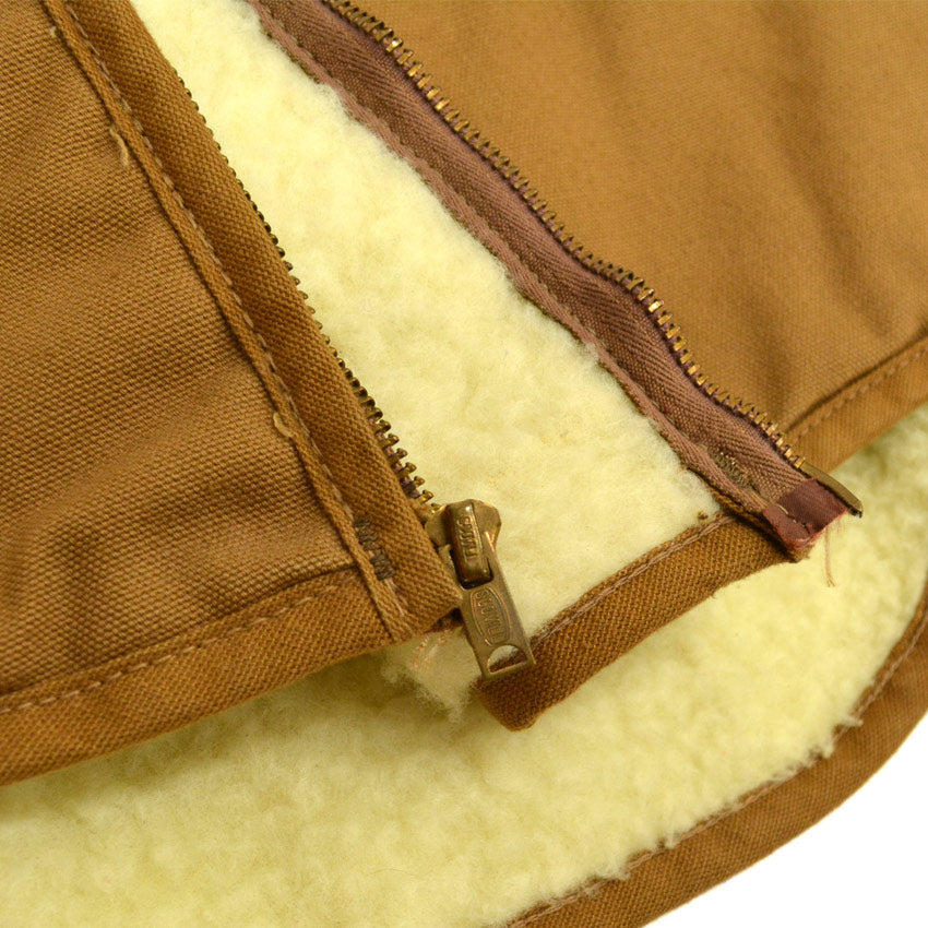 70's Deadstock Carhartt Brown Duck Vest with Boa... M