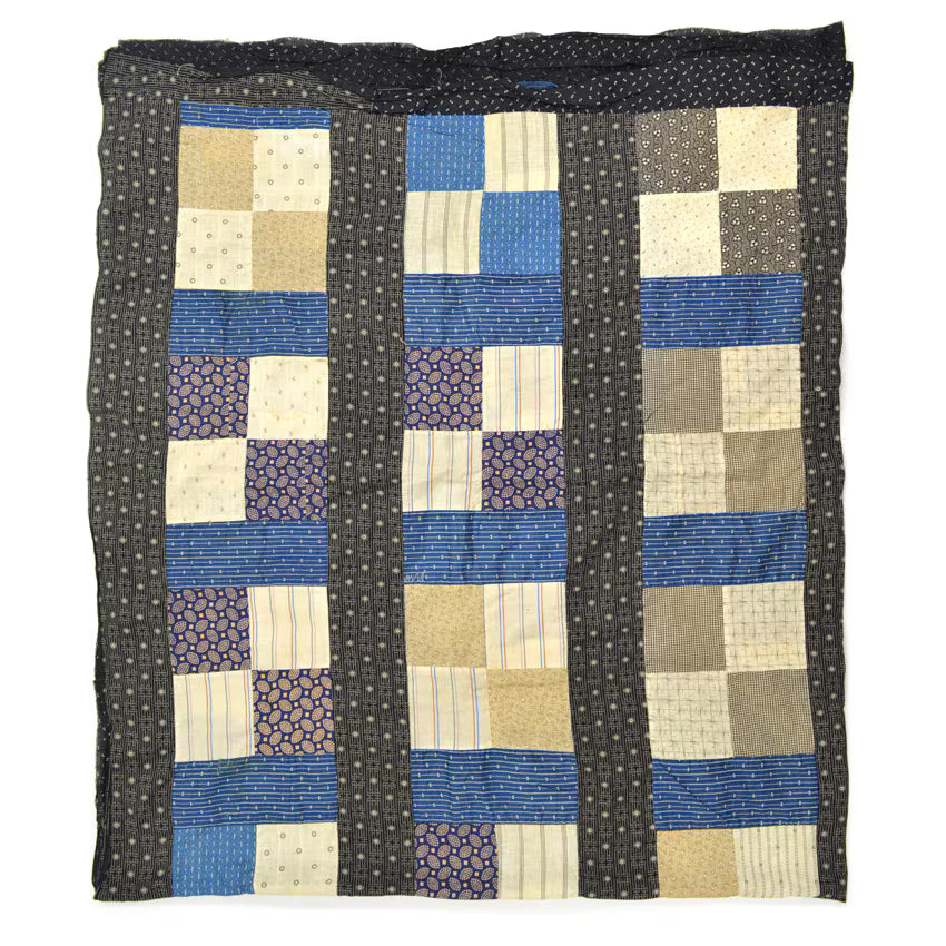 Circa 1880's~1920's Indigo Black Antique Quilt Top... 214cm×190cm