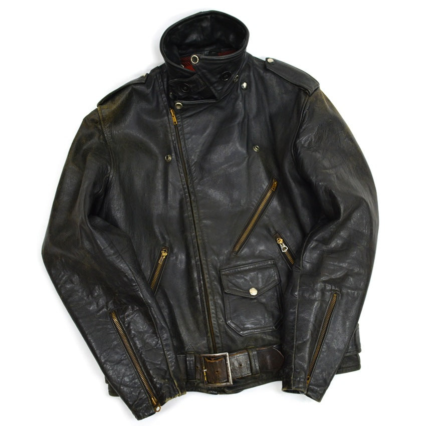 50's Genuine Horsehide FRONT QUARTERS Horsehide Double Riders Jacket... 40