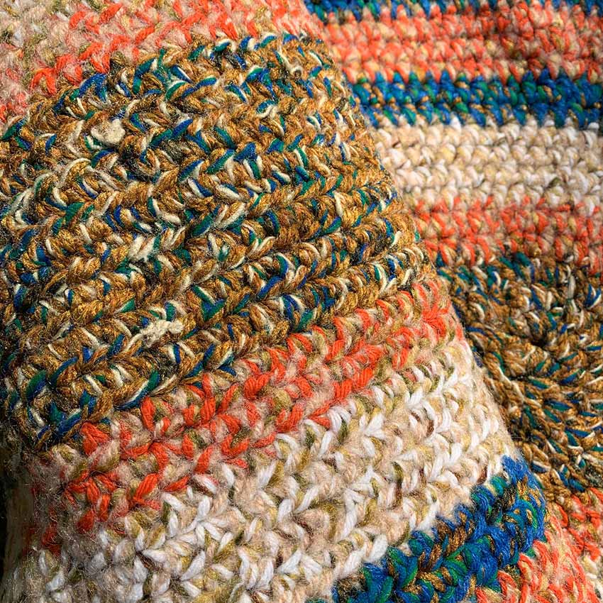 Old American Round Braided Rug, Handmade... Long, 159cm x 54cm