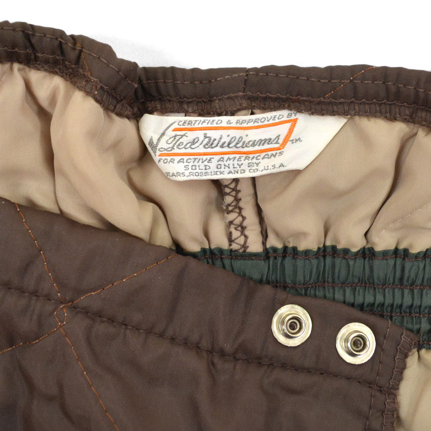60's~ SEARS ROEBUCK Ted Williams Dark Brown Quilting Pants...