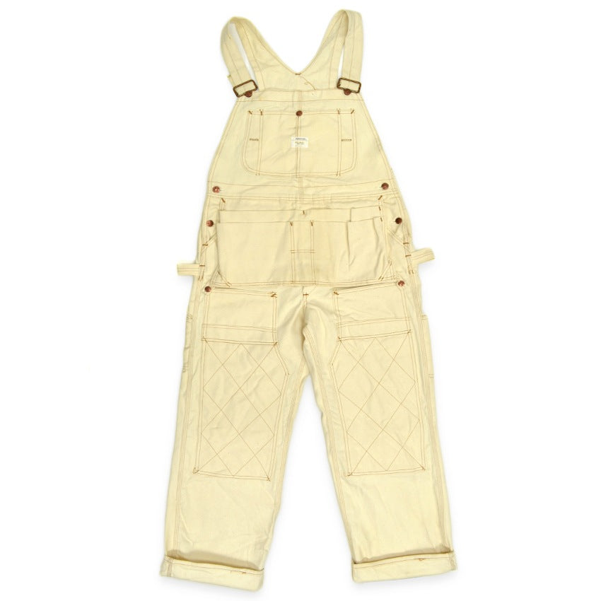 1970s BIGMAC Off-white Double Knee Overalls with Apron... W34 L31