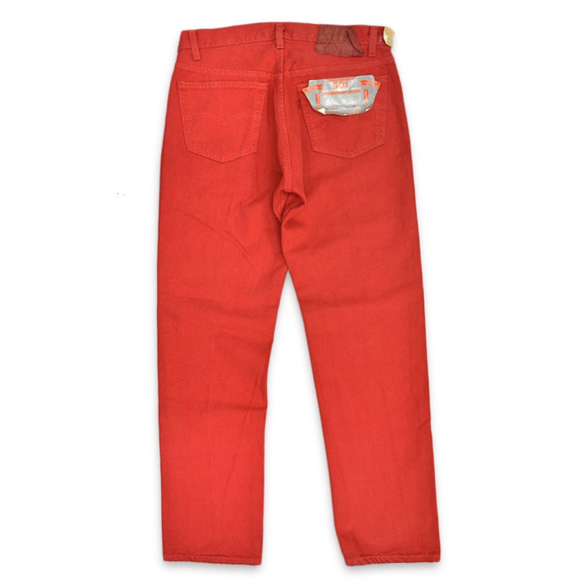 1980's Deadstock Levi's 501 Red dyed Denim pants... W32 L32