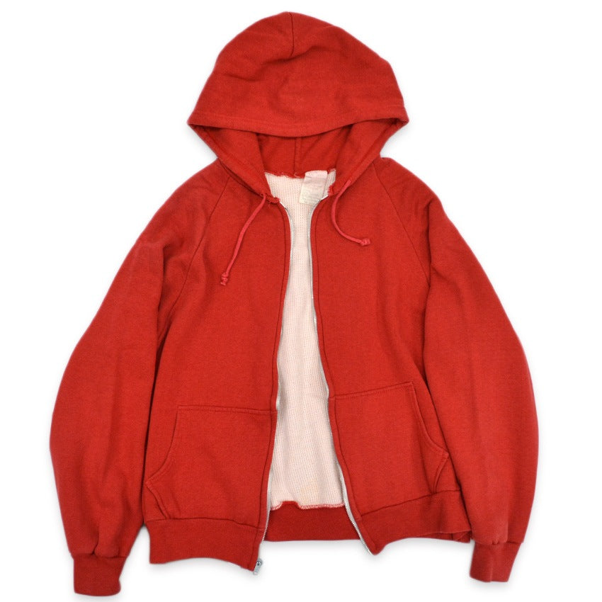 〜1980's DOUBLE FACE THERMAL RED ZIPUP HOODIE ... L