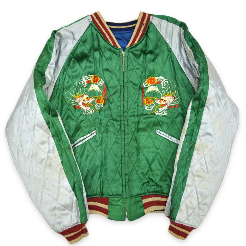 1950s JAPAN SOUVENIR JACKET (Sukajan) with Tiger Face and Speed ​​Zipper...
