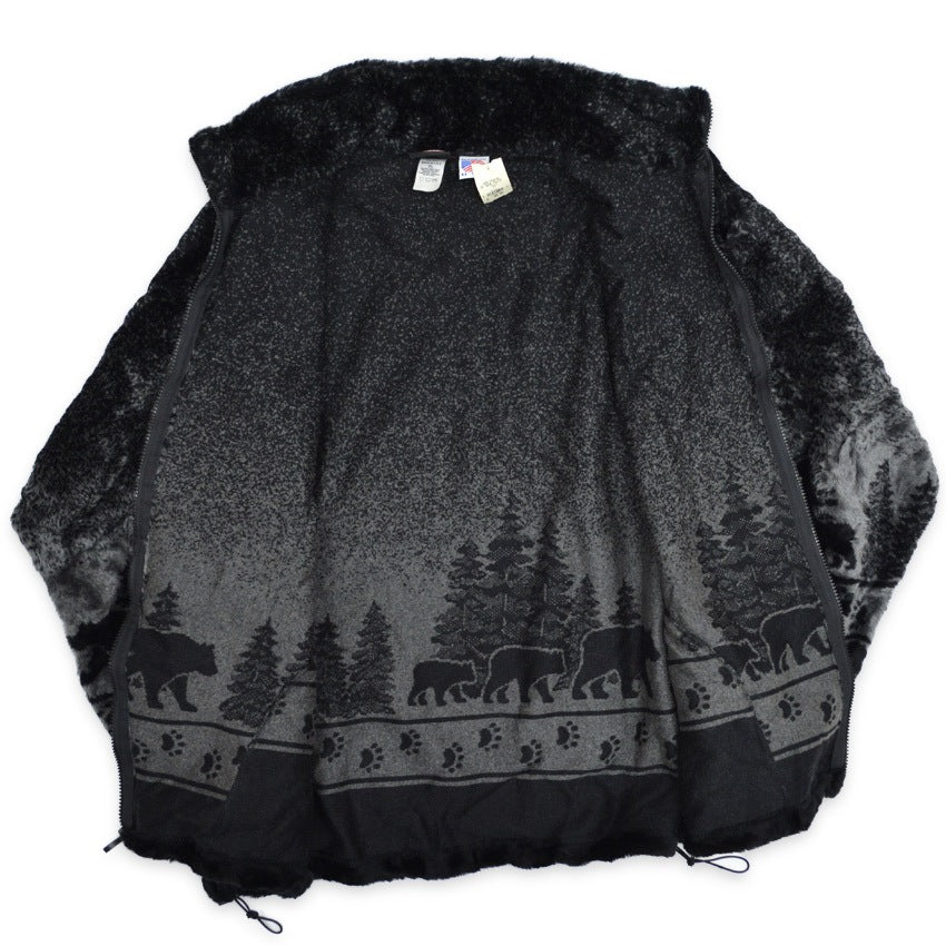 ~2000's DEADSTOCK MAZMANIA BEAR BLACK & PEWTER FLEECE JACKET...XL