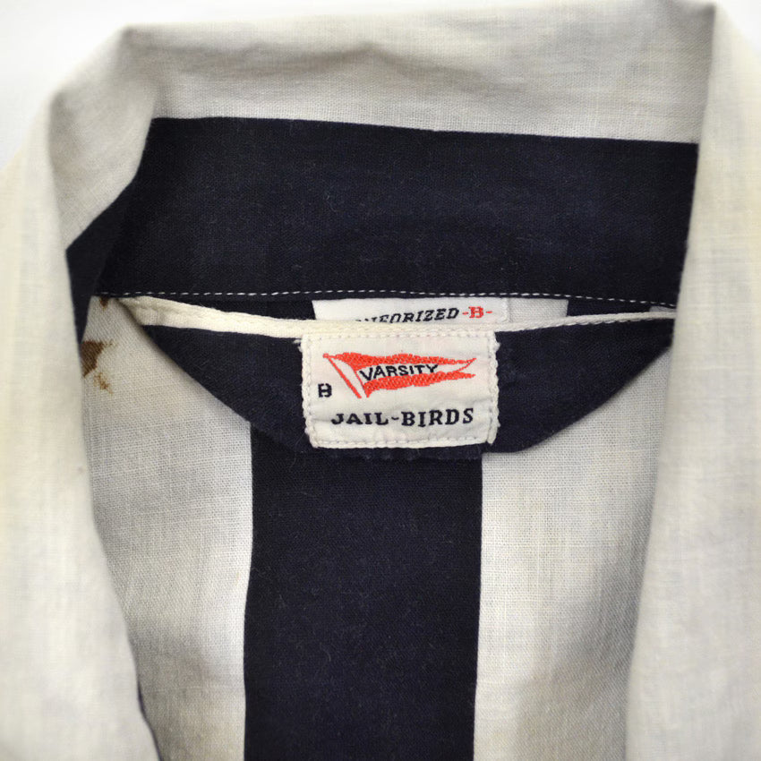 1950's VARSITY JAIL BIRDS STRIPES COSTUME SHIRT ... M