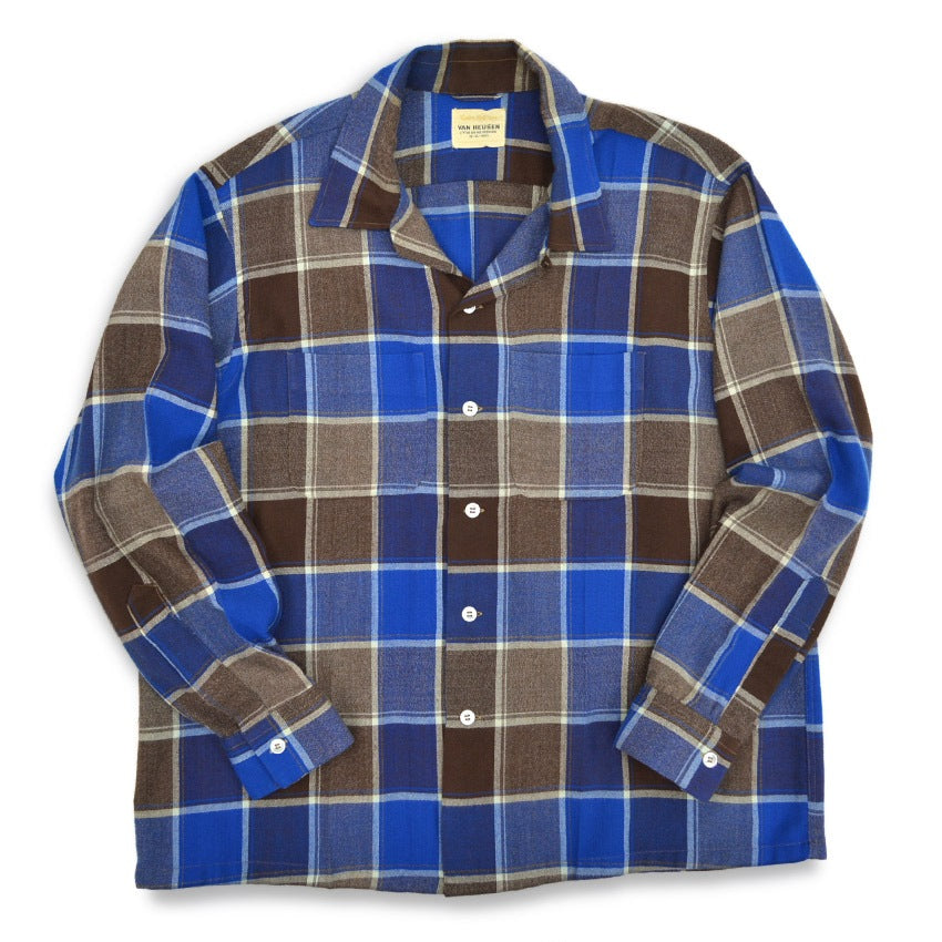 1960's VAN HEUSEN BLOCK PLAID SHIRT...L