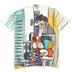 1980s Deadstock Picasso "Woman Sitting in Front of a Window" All Over Print T-shirt... XL