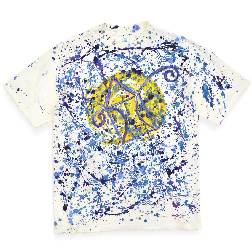 1990's BELTON Abstract Art Painting T-shirt... L