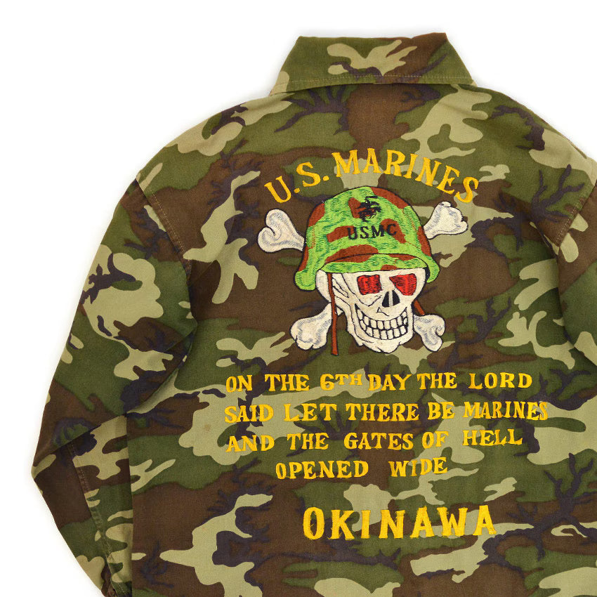 ~1970's USMC VIETNAM WAR SKULL EMBROIDERY TOUR JACKET...