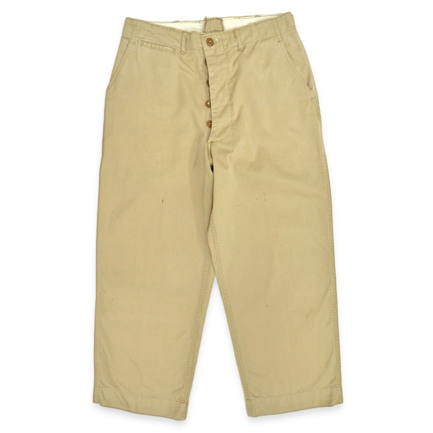 1940's USARMY TROUSERS COTTON KAHKI CHINO... W31.5 L26