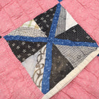 OLD PATCHWORK CALICO PINWHEEL / STRING PIECING QUILT... 148cm×188cm
