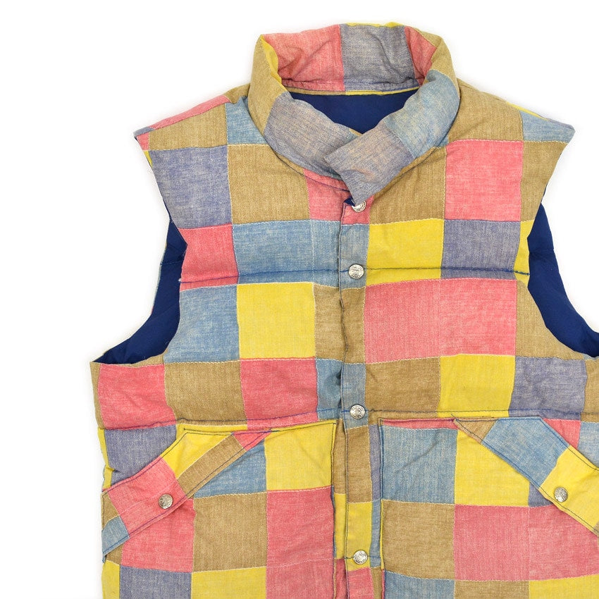 〜1980's PRINT PATCHWORK REVERSIBLE GOOSE DOWN VEST ...