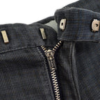 1960's PLAID HIDDEN IN BLACK PIQUE TAPERED PANTS 2... W31 L30