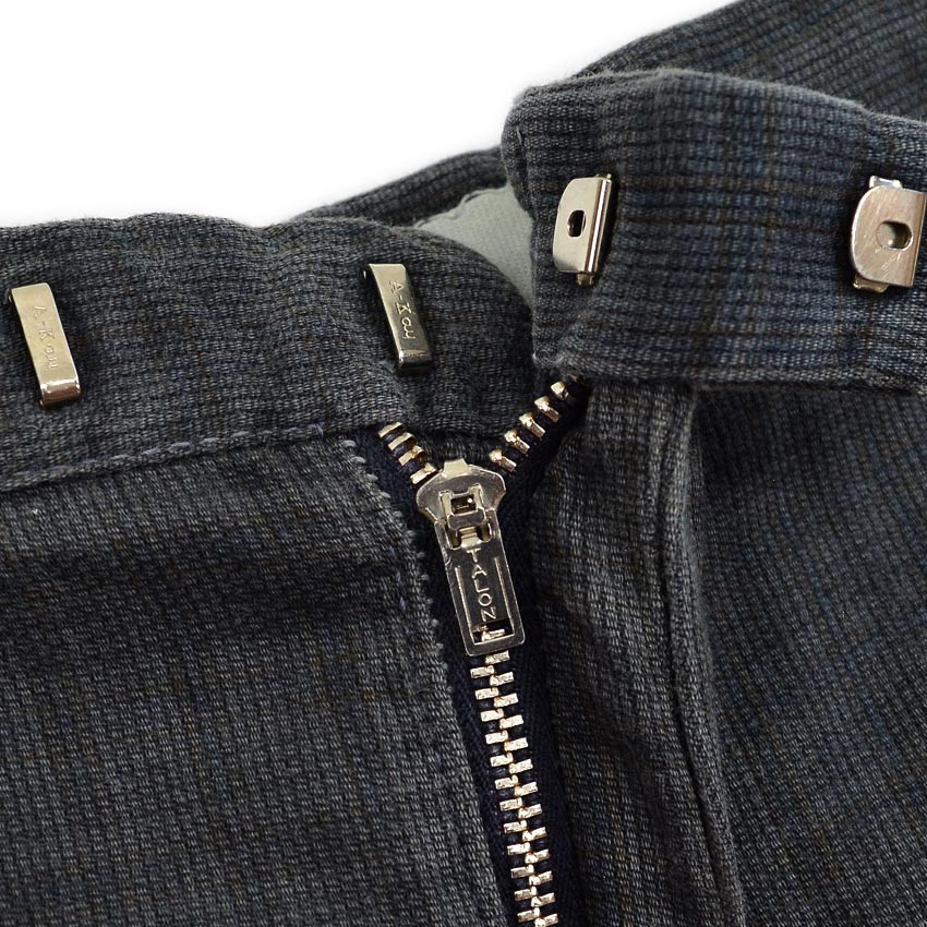 1960's PLAID HIDDEN IN BLACK PIQUE TAPERED PANTS 2... W31 L30