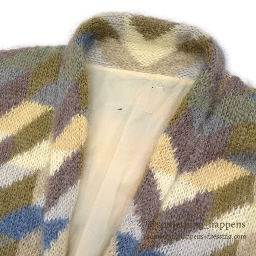 ~1990's MULTI COLOR MOHAIR SHAWL COLLAR JACKET...