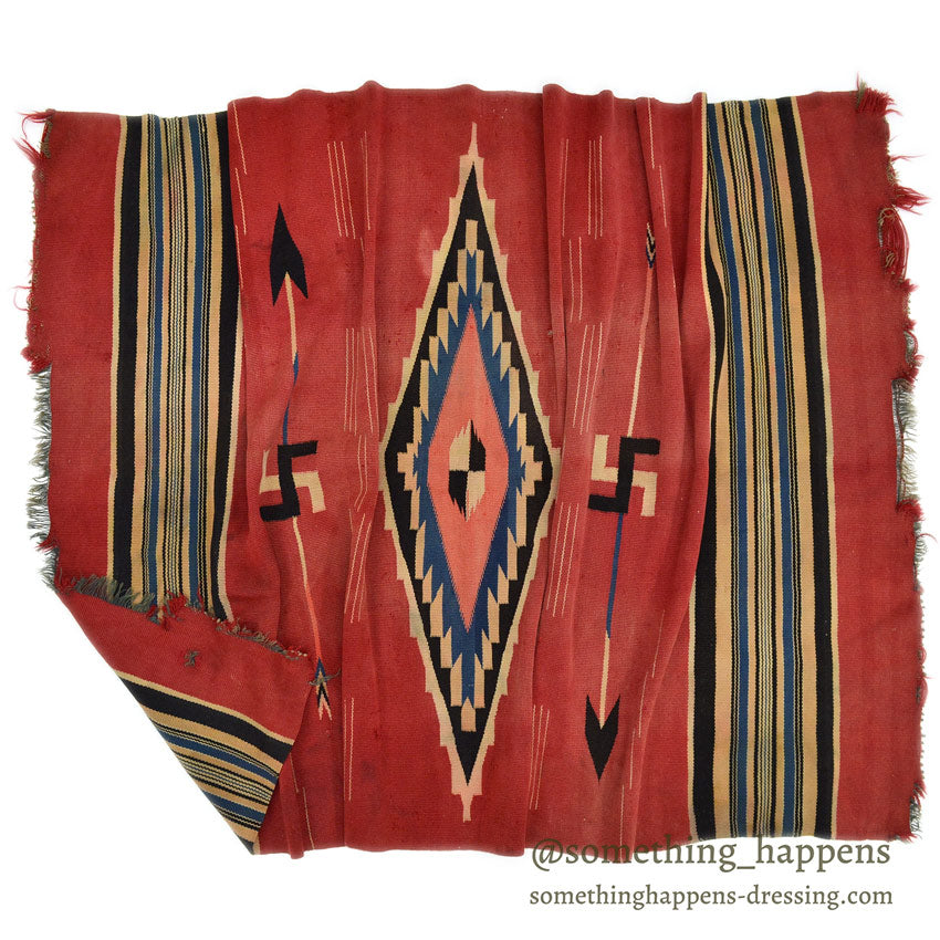 c.1920's CHIMAYO RUG WITH SWASTIKA AND RED BACKGROUND ... 172cm×111cm