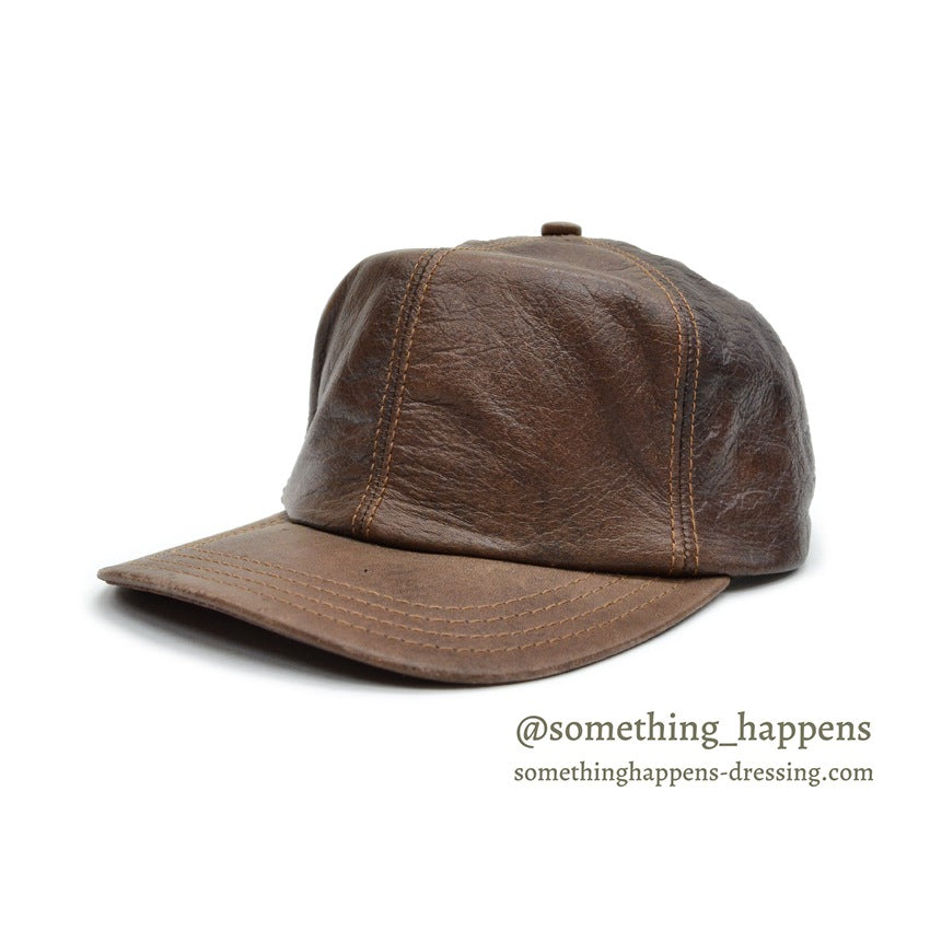 1980's ADVENTURE BOUND DARK BROWN LEATHER CAP...