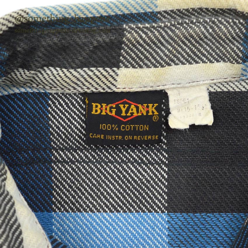 1970's BIGYANK BLOCK PLAID FLANNEL SHIRT... M