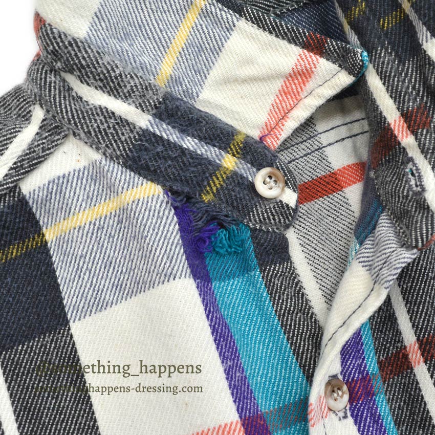 1970's~ FIVE BROTHER PLAID FLANNEL SHIRT...L