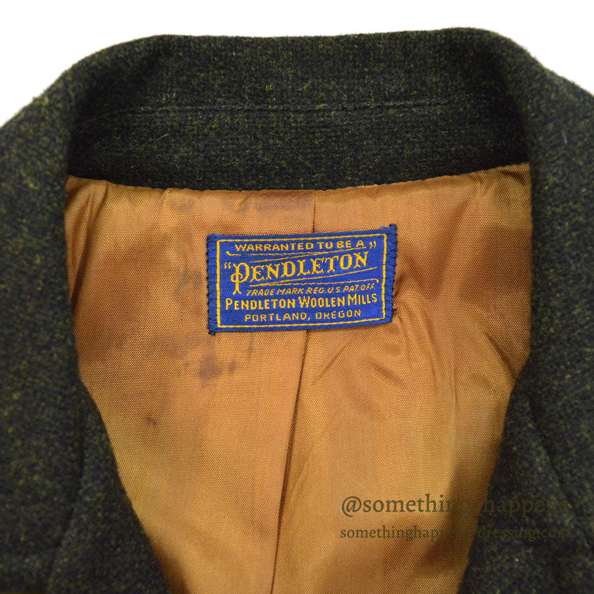 1950's~ PENDLETON UNUSUAL FOREST GREEN WOOL JACKET ... Fits like 36