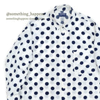 1990's~ ESPRIT SPORTS NAVY DOTS RAYON SHIRT...M