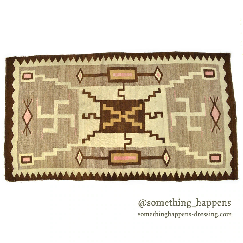 c.1920's J.B.MOORE SWASTIKA CRYSTAL STORM PATTERN NAVAJO RUG... 171cm×91cm