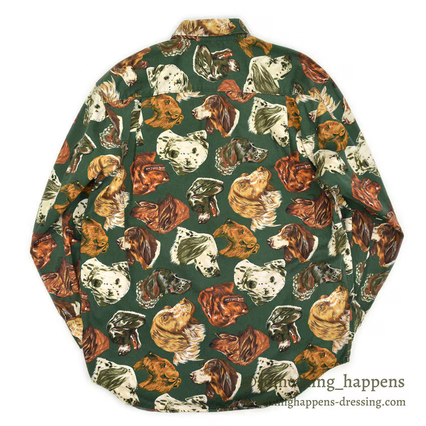 1980's BANANA REPUBLIC SAFARI & TRAVEL DOG PRINT SHIRT ... M