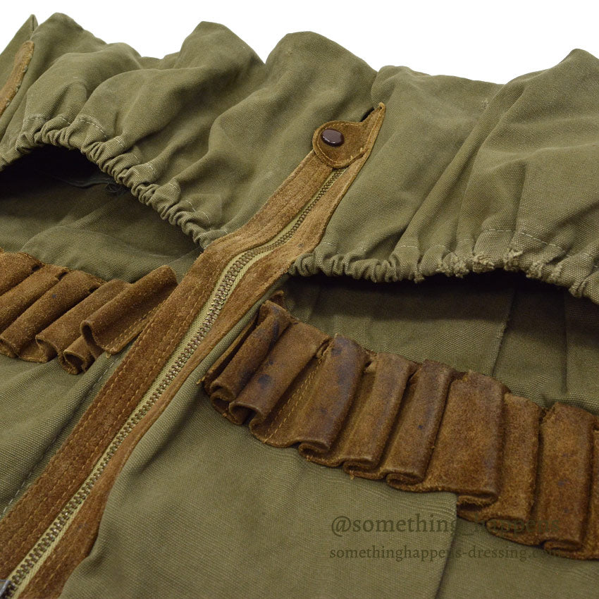 ~1970's SAFARI HUNTING CANVAS & LEATHER VEST MADE IN SPAIN...