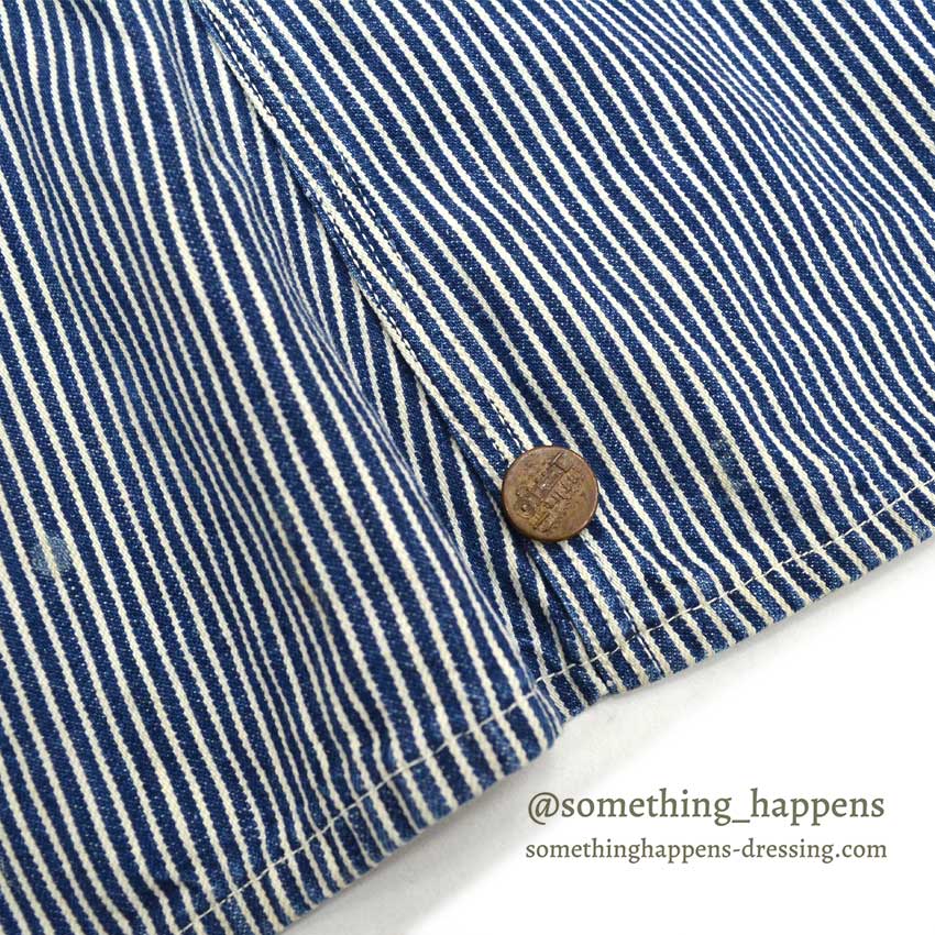 1930's〜 UNUSUAL HICKORY STRIPE SERVICE COAT 機関車ボタン ... Fits like 38