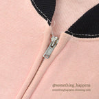 1950's DEADSTOCK HEALTHKNIT BLACK/PINK ZIP UP SWEAT SHIRT ... M