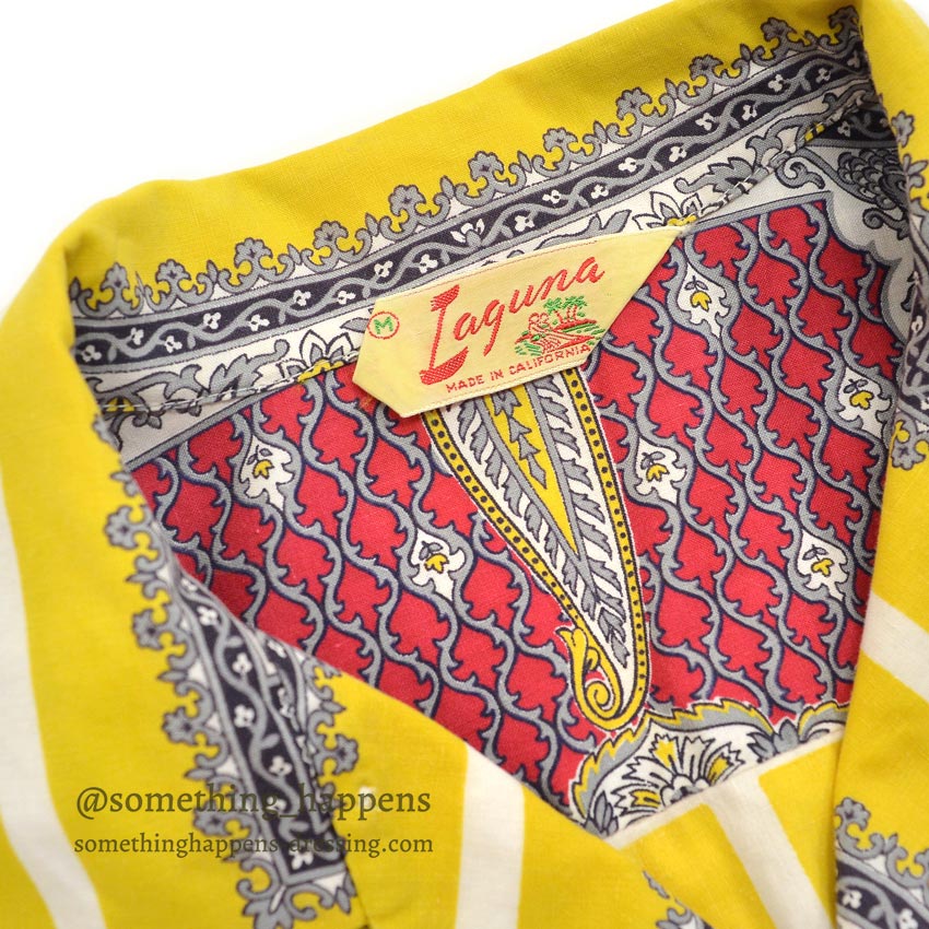 〜1960's LAGUNA ORIENTAL PATTERN S/S BOX SHIRT ... M
